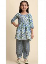 Cotton Multi Colour Casual Wear Printed Readymade Kids Kurta With Afghani Pant